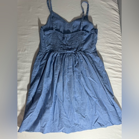Blushmark Denim Midi Blue Dress Spaghetti Straps Stretchy Back Size Large - Picture 6 of 9